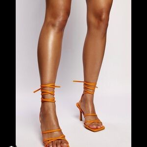 Orange Strappy Heeled Sandals